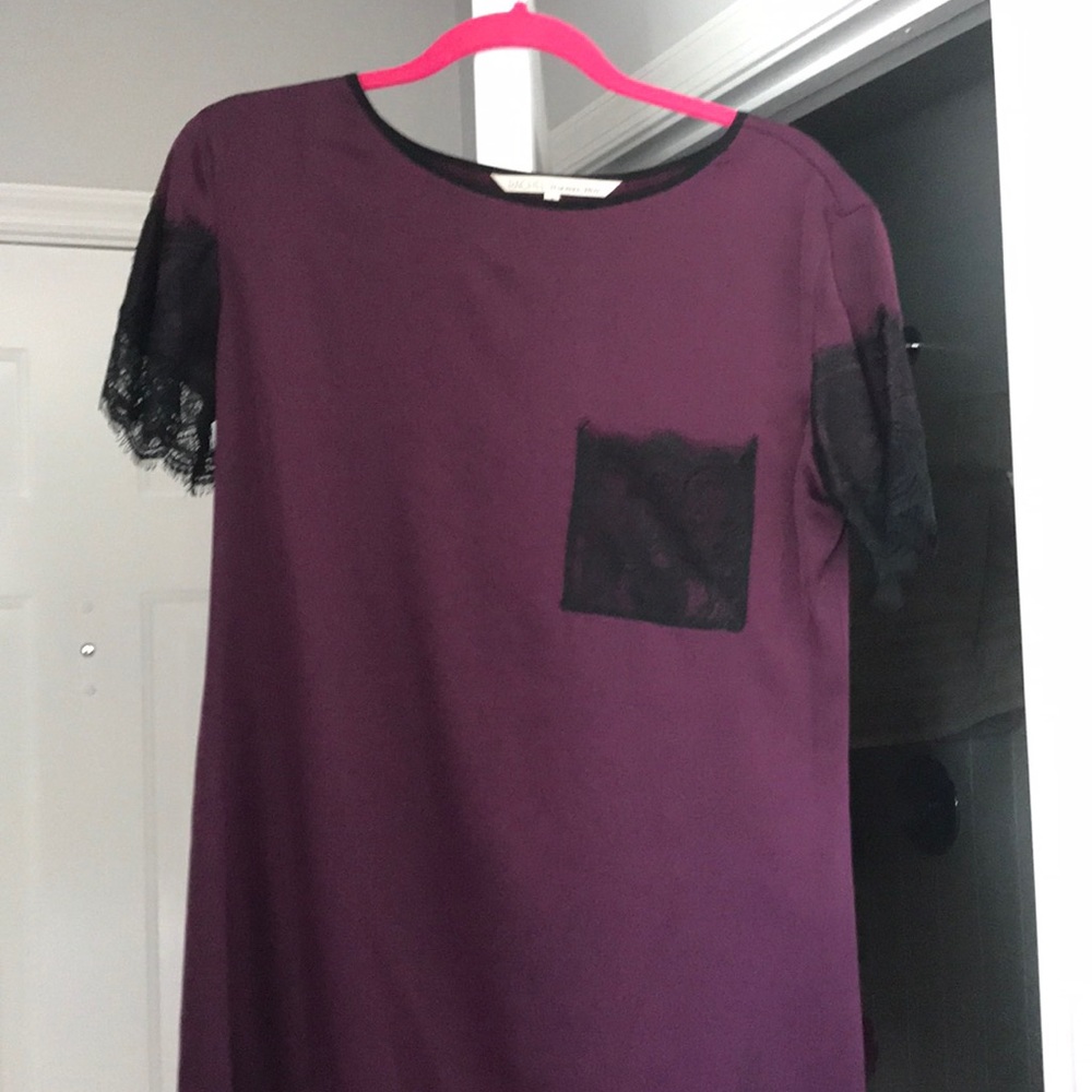 Rachel Roy plum dress with black lace detail
